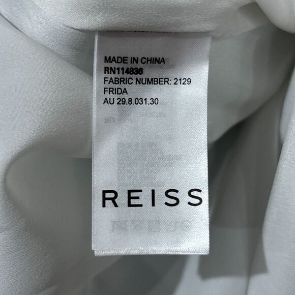 Reiss Dress Blue Green Abstract Print Fit Flare Pockets Size 2 NEW - Picture 9 of 15